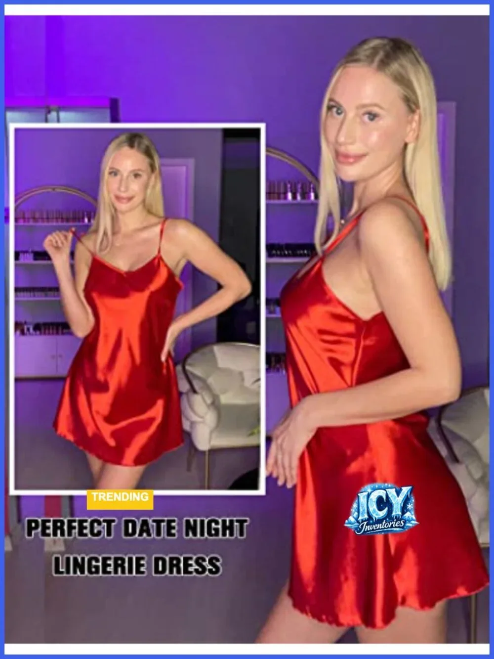 Satin Nightgown Slip Dress for Women Adjustable Straps V-Neck Sleepwear Lingerie